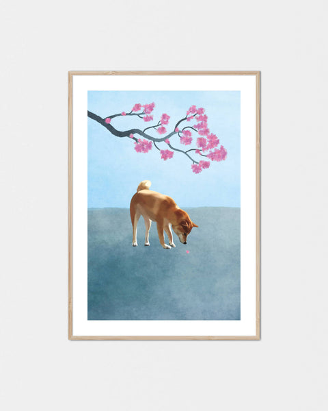 Sakura no Shita Shiba Inu Poster