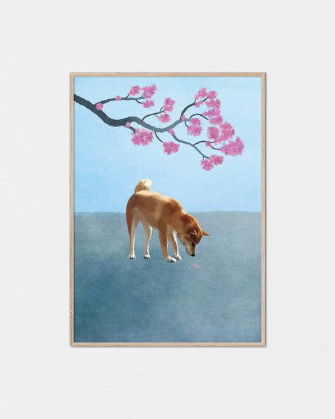 Sakura no Shita Shiba Inu Poster